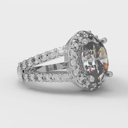 2.6 cttw White Sapphire Solitaire with Zirconia Simulated Diamond Accents Engagement Ring - Solid White Gold (VVS1, Oval Cut,9x7mm)