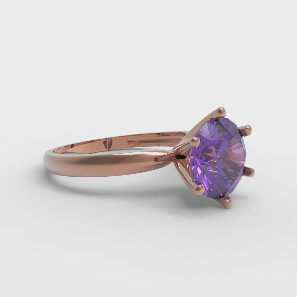 2 cttw Simulated Alexandrite Solitaire  Engagement Ring - Solid Gold (Round Cut,8.0mm)