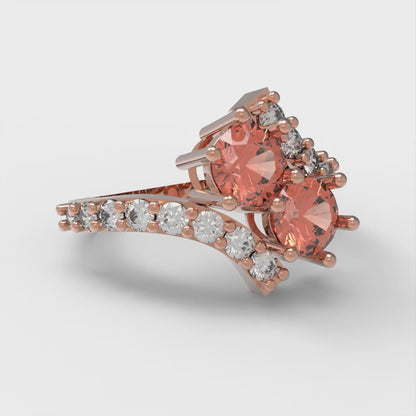 1.48 cttw Zirconia Simulated Red Diamond Solitaire with Zirconia Simulated Diamond Accents Engagement Ring - Solid Gold (VVS1, Round Cut,5mm)