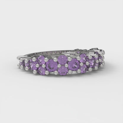 0.98 cttw Simulated Alexandrite Round Cut White Gold Eternity Wedding Band