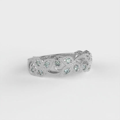 0.17 cttw Blue Moissanite Round Cut White Gold Eternity Wedding Band