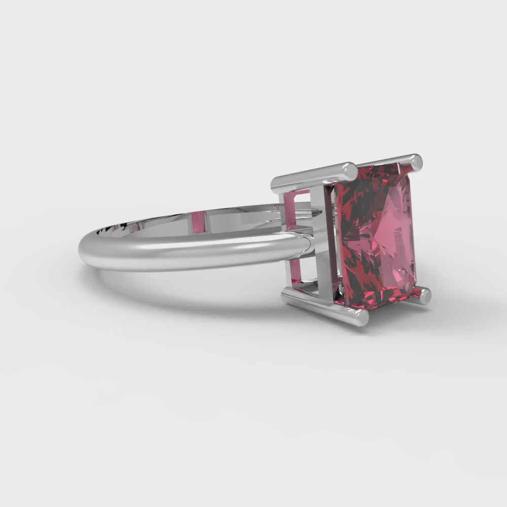 1.75 cttw Simulated Pink Tourmaline Solitaire  Engagement Ring - Solid Gold (Radiant Cut,7.5x5.5mm)