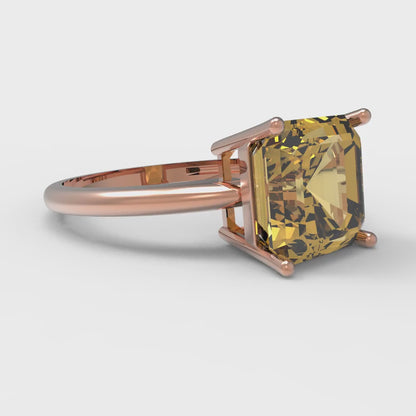 2.5 cttw Zirconia Simulated Yellow Diamond Solitaire  Engagement Ring - Solid Rose Gold (VVS1, Asscher Cut,8.0mm)