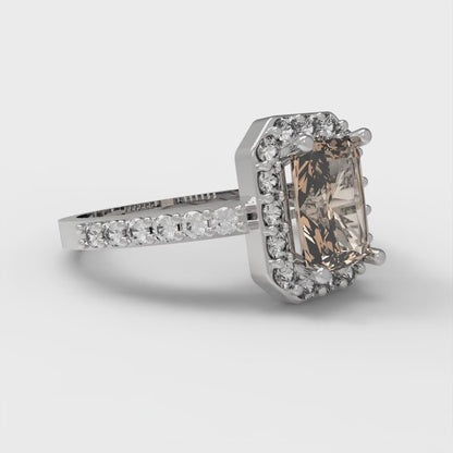 2.16 cttw Emerald Cut Yellow Moissanite Bridal Set - Solid White Gold Engagement Ring & Wedding Band