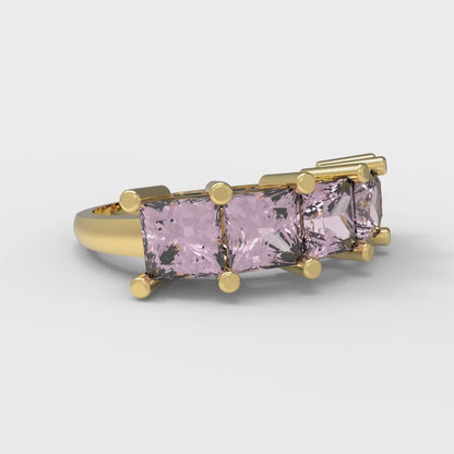 2.5 cttw Simulated Pink Diamond Princess Cut Yellow Gold Eternity Wedding Band