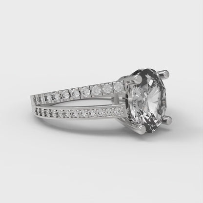 2.32 cttw Zirconia Simulated Diamond Solitaire with Zirconia Simulated Diamond Accents Engagement Ring - Solid Gold (VVS1, Oval Cut,9X7mm)