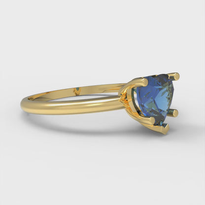 1.25 cttw Simulated Tanzanite Solitaire  Engagement Ring - Solid Gold (Heart Cut,7.0mm)