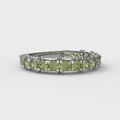 3.13 cttw Natural Peridot Round Cut White Gold Eternity Wedding Band