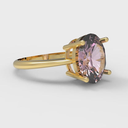 2.5 cttw Zirconia Simulated Pink Diamond Solitaire  Engagement Ring - Solid Gold (VVS1, Oval Cut,9.5x7.5mm)