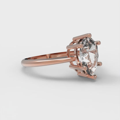 1.5 cttw Zirconia Simulated Diamond Solitaire  Engagement Ring - Solid Gold (VVS1, Pear Cut,9x6mm)