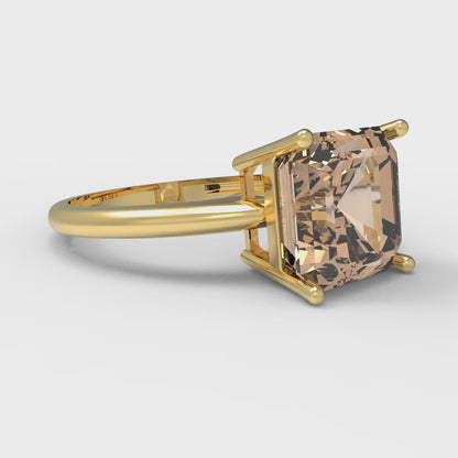 2.5 cttw Yellow Moissanite Solitaire  Engagement Ring - Solid Gold (Asscher Cut,8.0mm)