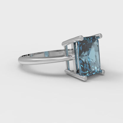 2.5 cttw Natural Sky Blue Topaz Solitaire  Engagement Ring - Solid Gold (Radiant Cut,8.5x6.5mm)