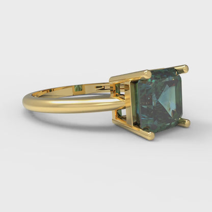 2 cttw Blue Moissanite Solitaire  Engagement Ring - Solid Gold (Asscher Cut,7.0mm)