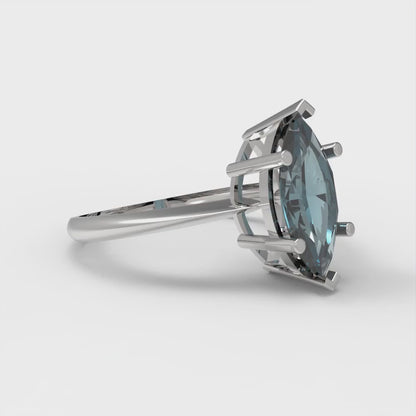 1.5 cttw Natural London Blue Topaz Solitaire  Engagement Ring - Solid Gold (Marquise Cut ,11x5.5mm)