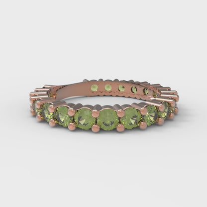 1.44 cttw Natural Peridot Round Cut Rose Gold Eternity Wedding Band