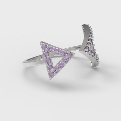 0.2475 cttw Simulated Alexandrite Statement Engagement Ring - Solid Gold (Round Cut,1.2mm)