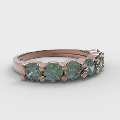 1.19 cttw Blue Moissanite Round Cut Rose Gold Eternity Wedding Band