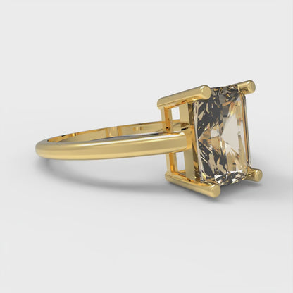 2 cttw Natural Morganite Solitaire  Engagement Ring - Solid Gold (Emerald Cut,8x6mm)