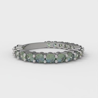 1.2 cttw Blue Moissanite Round Cut White Gold Eternity Wedding Band
