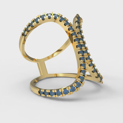 0.5 cttw Simulated Tanzanite Statement Engagement Ring - Solid Yellow Gold (VVS1, Round Cut,1.3mm)