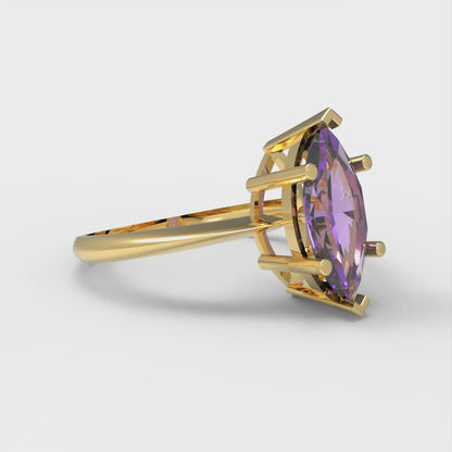 1.5 cttw Simulated Alexandrite Solitaire  Engagement Ring - Solid Gold (Marquise Cut ,11x5.5mm)