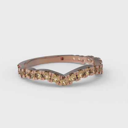 0.36 cttw Simulated Champagne Diamond Round Cut Rose Gold Eternity Wedding Band