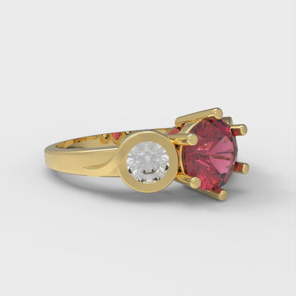 1.72 cttw Natural Garnet Three-Stone Engagement Ring - Solid Gold (Round Cut,6.5mm)
