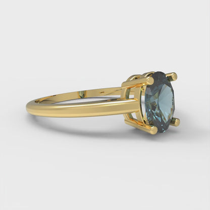1 cttw Natural London Blue Topaz Solitaire  Engagement Ring - Solid Gold (Oval Cut,7x5mm)