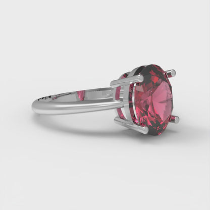 2 cttw Simulated Ruby Solitaire  Engagement Ring - Solid White Gold (VVS1, Oval Cut,9x7mm)