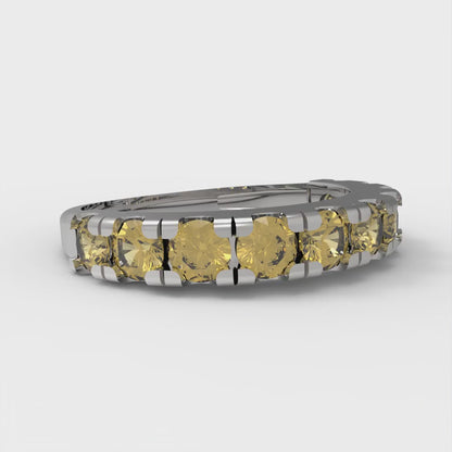 1 cttw Simulated Yellow Diamond Round Cut White Gold Eternity Wedding Band