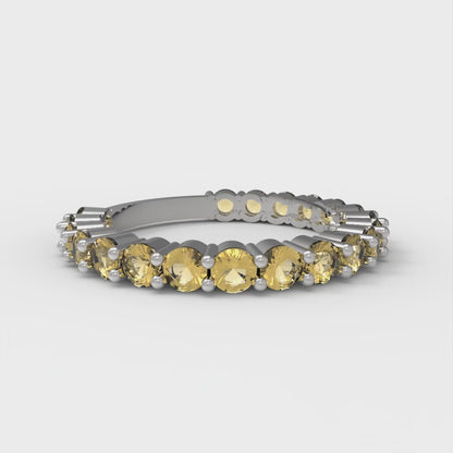 1.2 cttw Natural Citrine Round Cut White Gold Eternity Wedding Band