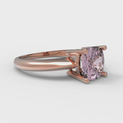 1.5 cttw Zirconia Simulated Pink Diamond Solitaire  Engagement Ring - Solid Gold (VVS1, Cushion Cut,6.5mm)