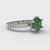 1.71 ct Brilliant Round Cut Simulated Emerald Stone White Gold Solitaire with Accents Ring