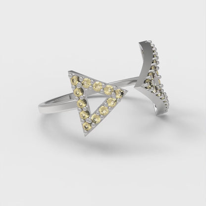 0.2475 cttw Natural Citrine Statement Engagement Ring - Solid Gold (Round Cut,1.2mm)