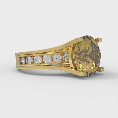 3.39 cttw Round Cut Simulated Yellow Diamond Bridal Set - Solid Yellow Gold Engagement Ring & Wedding Band