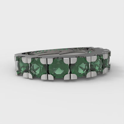 1.53 cttw Simulated Emerald Round Cut White Gold Eternity Wedding Band