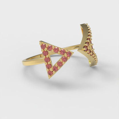 0.2475 cttw Simulated Ruby Statement Engagement Ring - Solid Yellow Gold (VVS1, Round Cut,1.2mm)