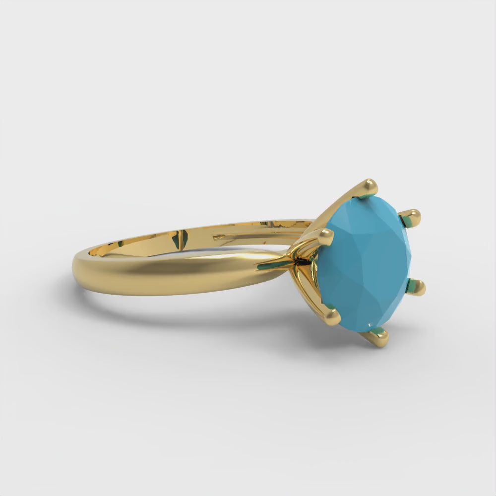 2 cttw Simulated Turquoise Solitaire  Engagement Ring - Solid Gold (Round Cut,8.0mm)