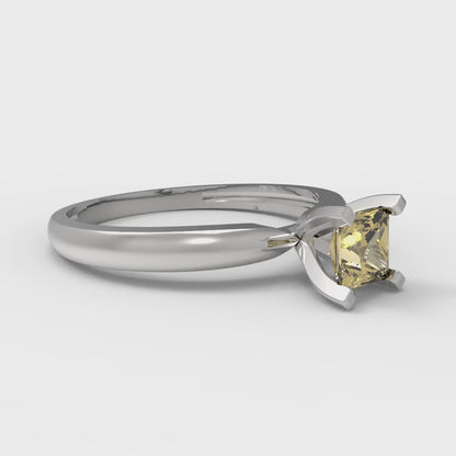 0.5 cttw Zirconia Simulated Yellow Diamond Solitaire  Engagement Ring - Solid Gold (VVS1, Princess Cut,4.0mm)