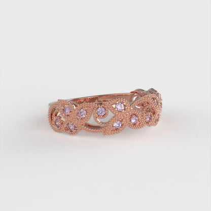 0.17 cttw Simulated Alexandrite Round Cut Rose Gold Eternity Wedding Band