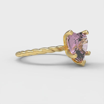 2 cttw Zirconia Simulated Pink Diamond Solitaire  Engagement Ring - Solid Yellow Gold (VVS1, Heart Cut,8.0mm)
