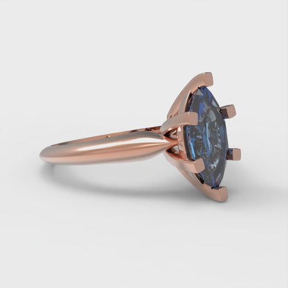 1 cttw Simulated Tanzanite Solitaire  Engagement Ring - Solid Gold (Marquise Cut,10x5mm)