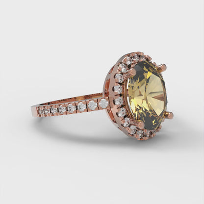 2.27 cttw Zirconia Simulated Yellow Diamond Solitaire with Zirconia Simulated Diamond Accents Engagement Ring - Solid Gold (VVS1, Oval Cut,9X7mm)