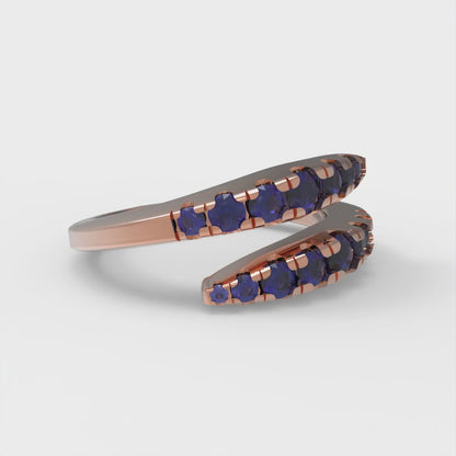 0.235 cttw Simulated Blue Sapphire Round Cut Rose Gold Eternity Wedding Band