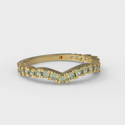 0.36 cttw Simulated Green Diamond Round Cut Yellow Gold Eternity Wedding Band