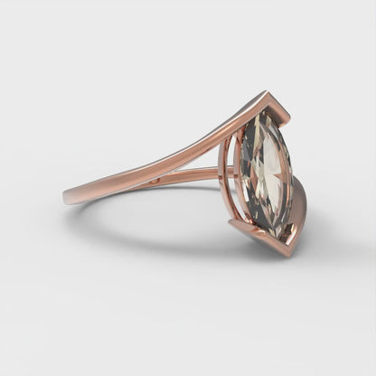 2 cttw Natural Morganite Solitaire  Engagement Ring - Solid Gold (Marquise Cut,12x6mm )