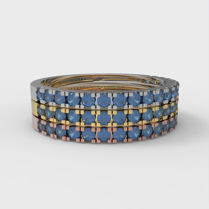 0.855 cttw Simulated Tanzanite Round Cut White/Rose/Yellow Gold Eternity Wedding Band