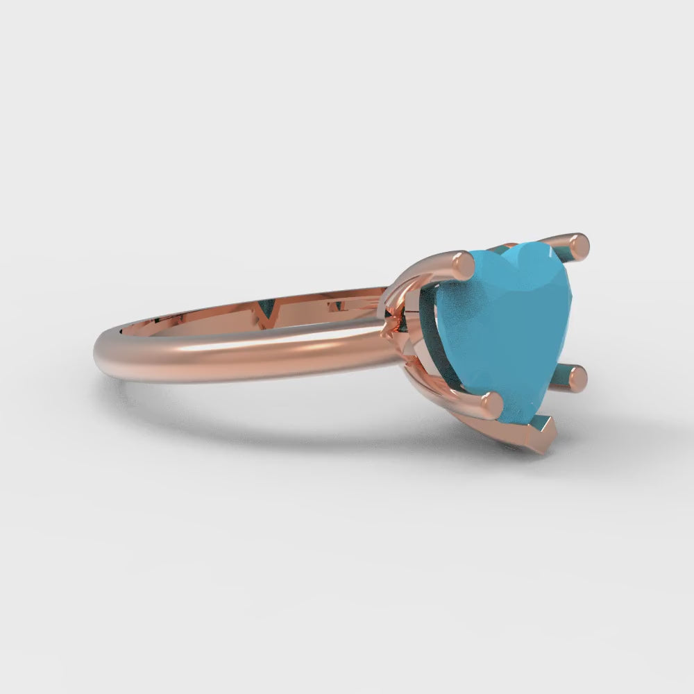 2 cttw Simulated Turquoise Solitaire  Engagement Ring - Solid Gold (Heart Cut,8mm)