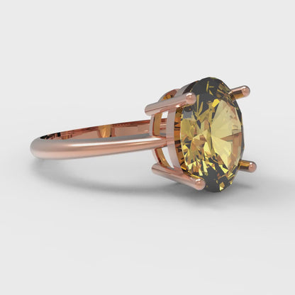 2.5 cttw Natural Citrine Solitaire  Engagement Ring - Solid Gold (Oval Cut,9.5x7.5mm)