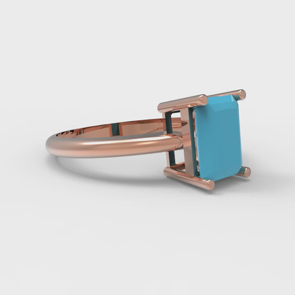 1.75 cttw Simulated Turquoise Solitaire  Engagement Ring - Solid Gold (Radiant Cut,7.5x5.5mm)